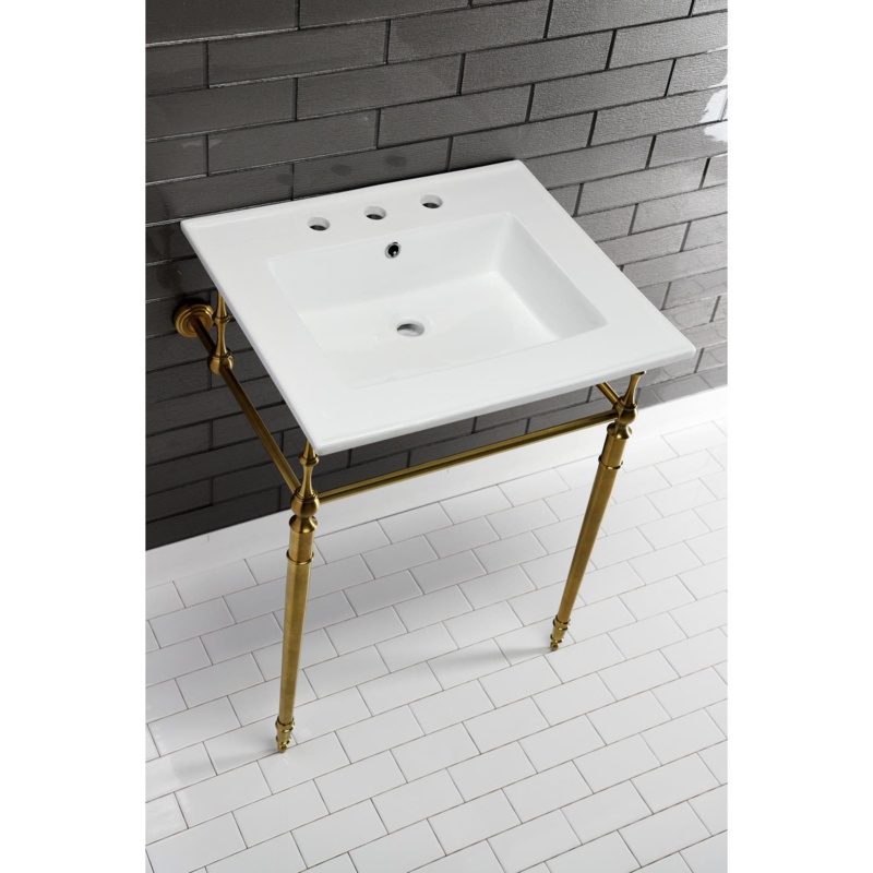 Edwardian Ceramic Rectangular 25" Console Bathroom Sink