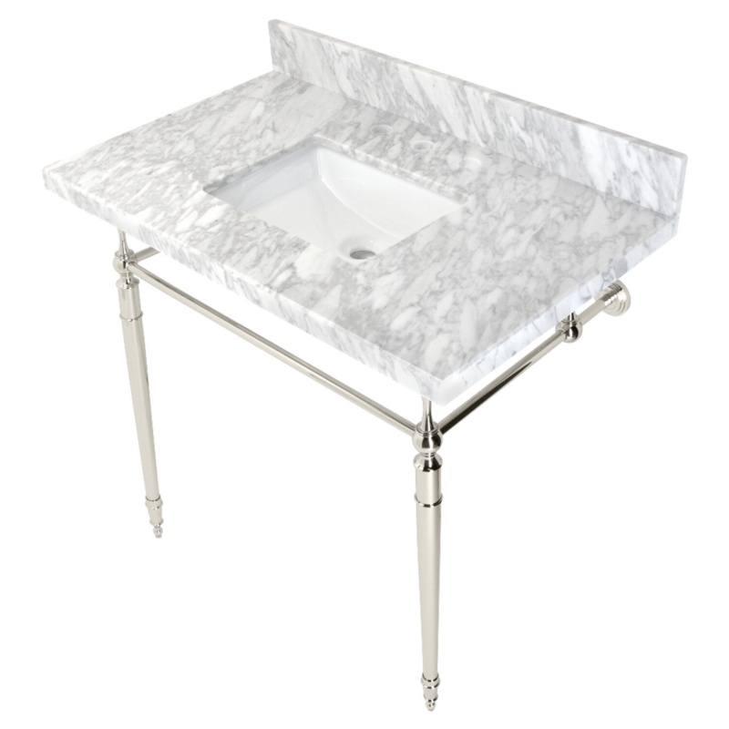 Edwardian Ceramic Rectangular Console Bathroom Sink with Overflow