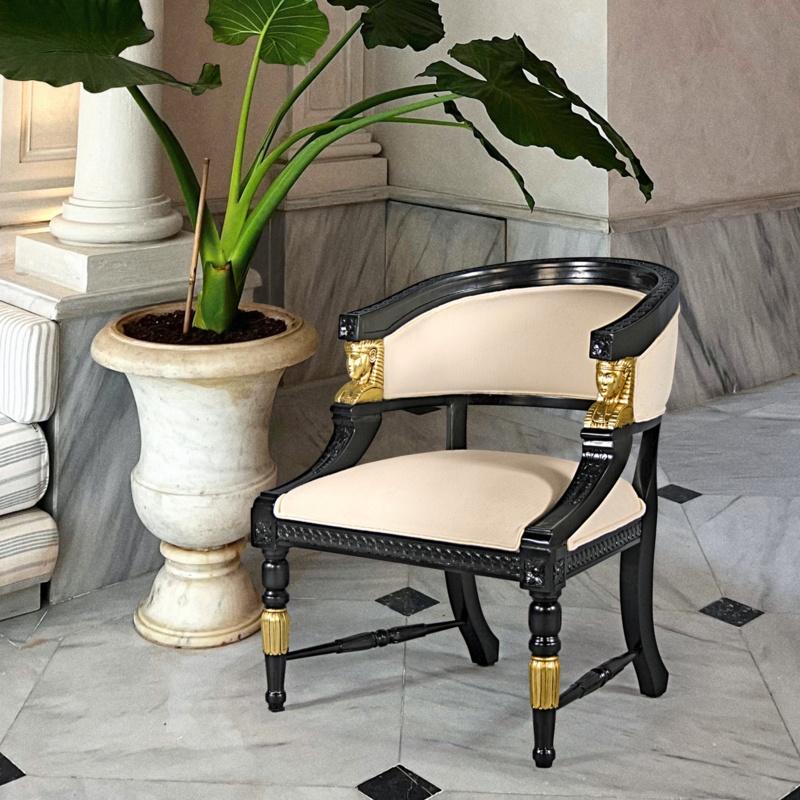 Egyptian Revival 24.5" Wide Barrel Chair