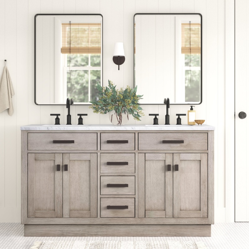 Elianna 60'' Double Bathroom Vanity with Marble Top