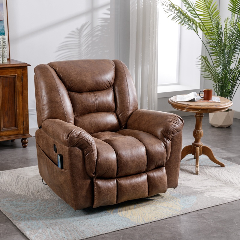 Ellieann Power Recliner with Massage, Heat, and Lift Assist - Breathable Microfiber Upholstery