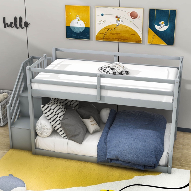 Elsko Kids Twin Over Twin Bunk Bed