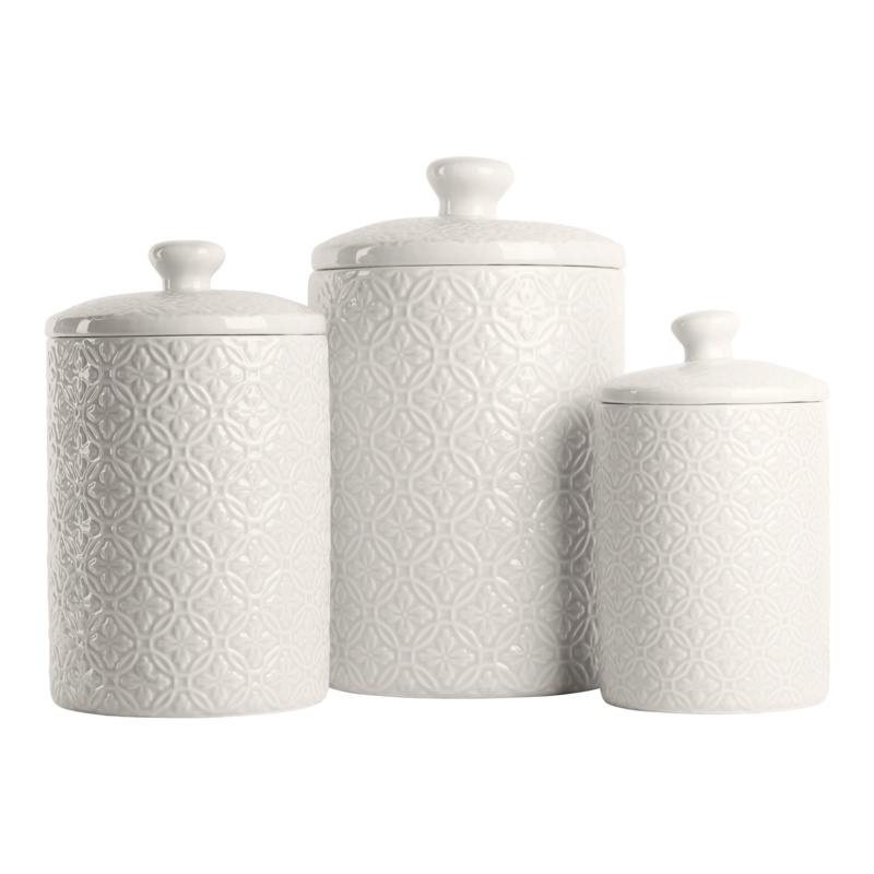 Embossed 3 Piece Kitchen Canister Set