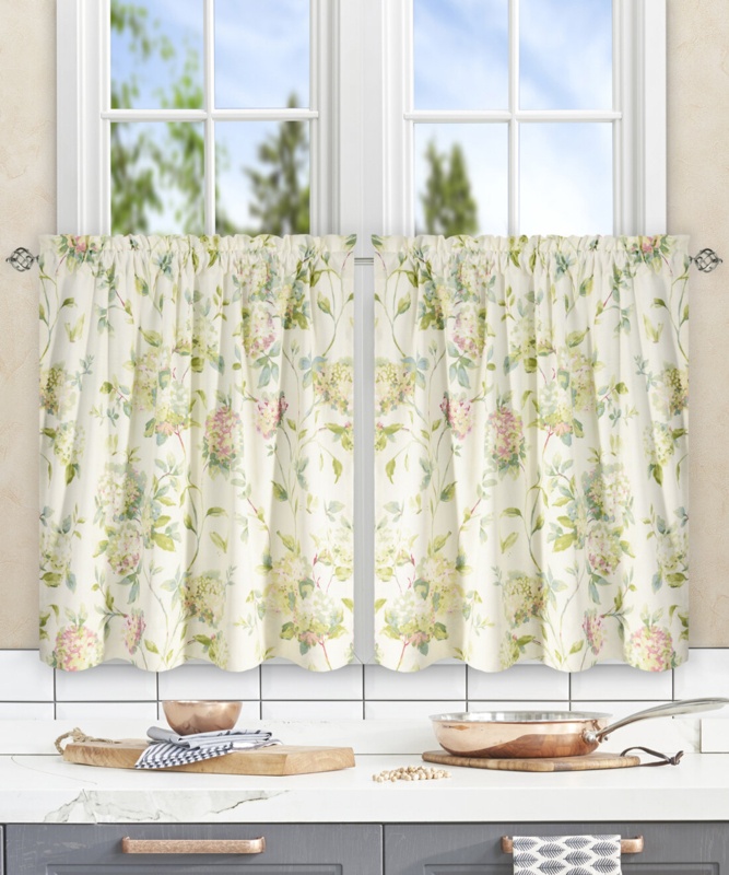 Erie Floral Cotton Blend Tailored 56" Cafe Curtain