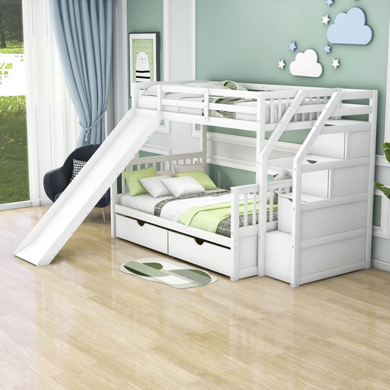 Erzsebet Kids Twin Over Full Bunk Bed with Drawers