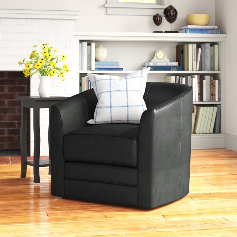 Euben Vegan Leather Swivel Barrel Chair