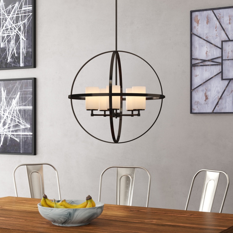 Evenson 5 - Light Dimmable Globe Chandelier