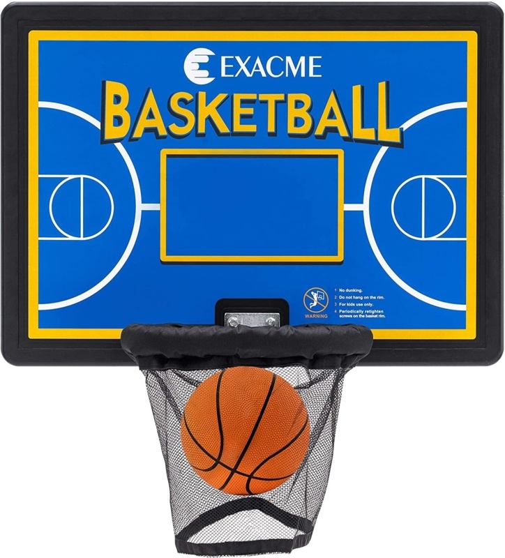 ExacMe Trampoline Basketball Hoop and Ball for Kids, Rectangle Backboard, Blue