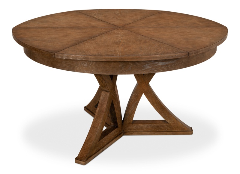 Extendable Round Solid Wood Dining Table