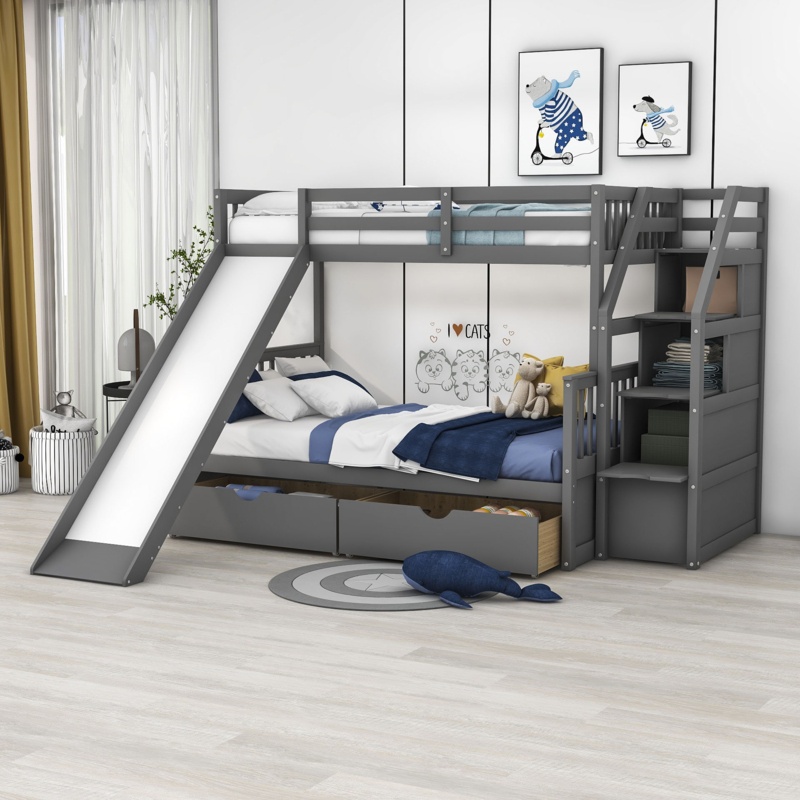Ezriel Twin Over Full 2 Drawer Standard Bunk Bed with Slide