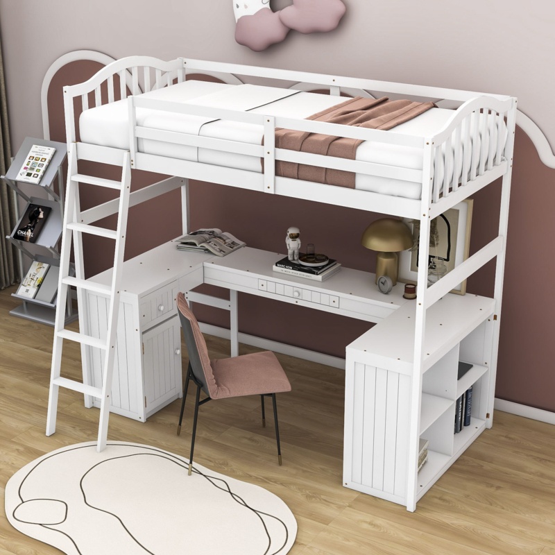Fatmira Kids Twin Loft Bed with Drawers