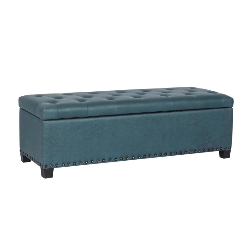 Faux Leather Flip Top Storage Bench