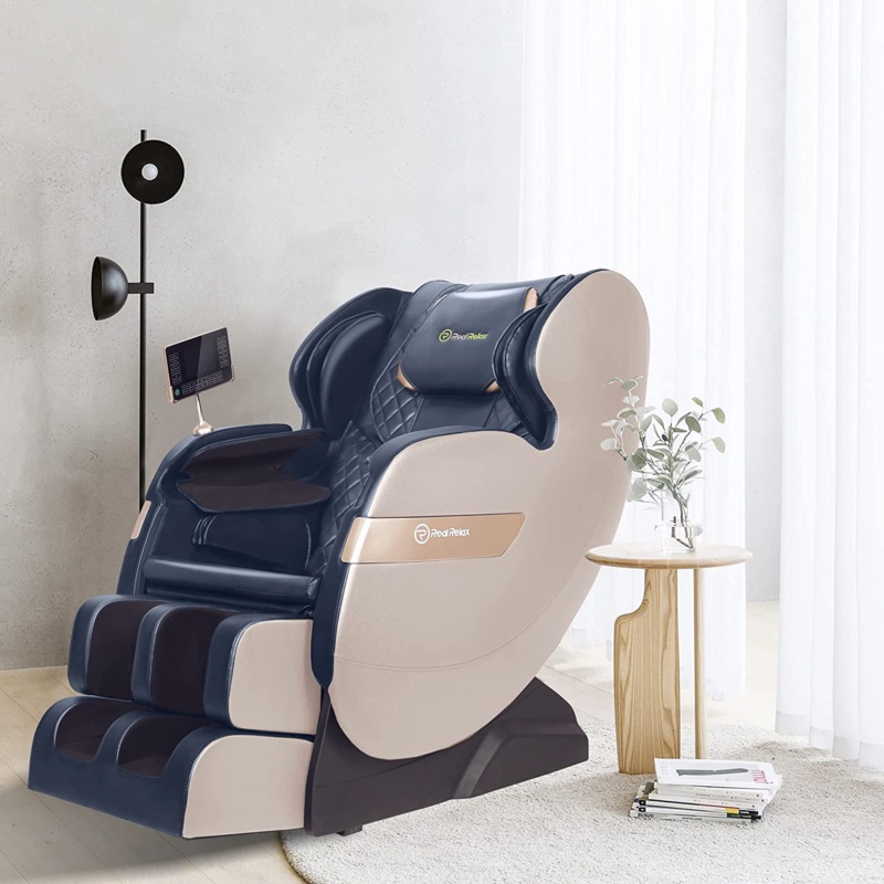 Faux Leather Heated Full Body Massage Chair with Dual-core S Track and APP Control