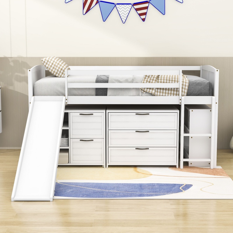 Fehzaan Kids Twin Loft Bed with Drawers