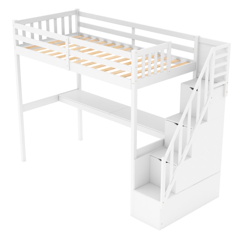 Feo Kids Twin Loft Bed with Drawers