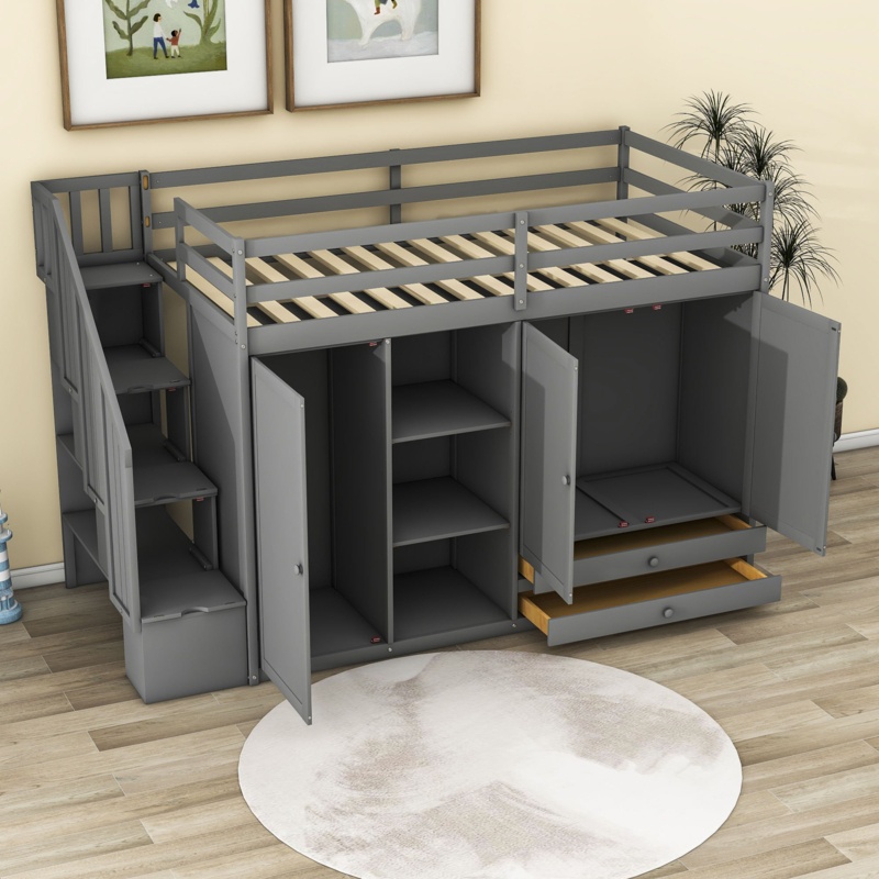 Filaretos Kids Twin Loft Bed with Drawers