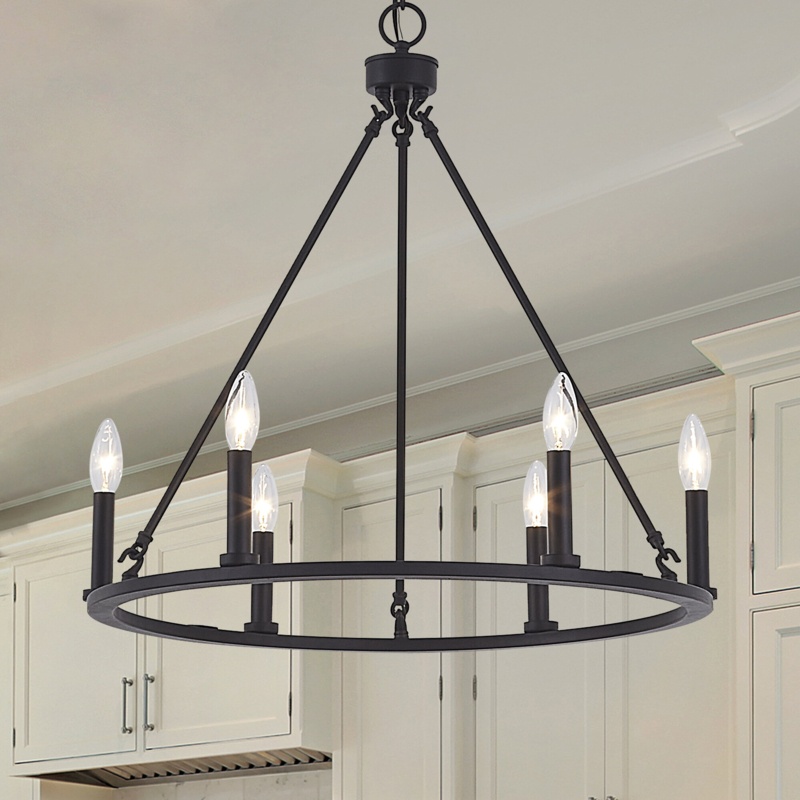 Finchley 6 - Light Dimmable Wagon Wheel Chandelier
