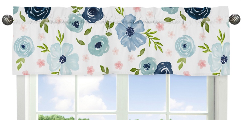 Floral Tailored 54'' Window Valance