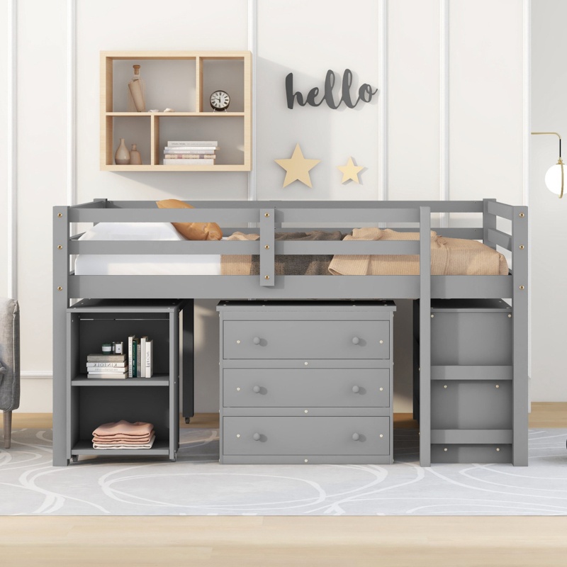 Fukumi Kids Full Loft Bed with Drawers