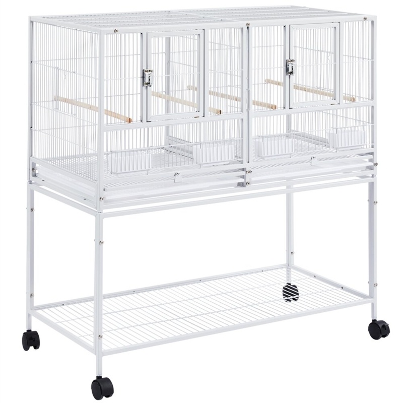 Gabler 41.5'' Iron Flat Top Floor Bird Cage with Wheels