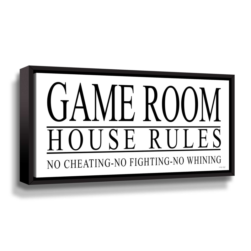 Game Room House Rules I Framed On Canvas Textual Art