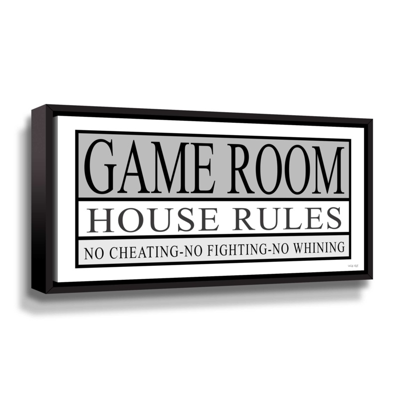 Game Room House Rules II Framed On Canvas Print