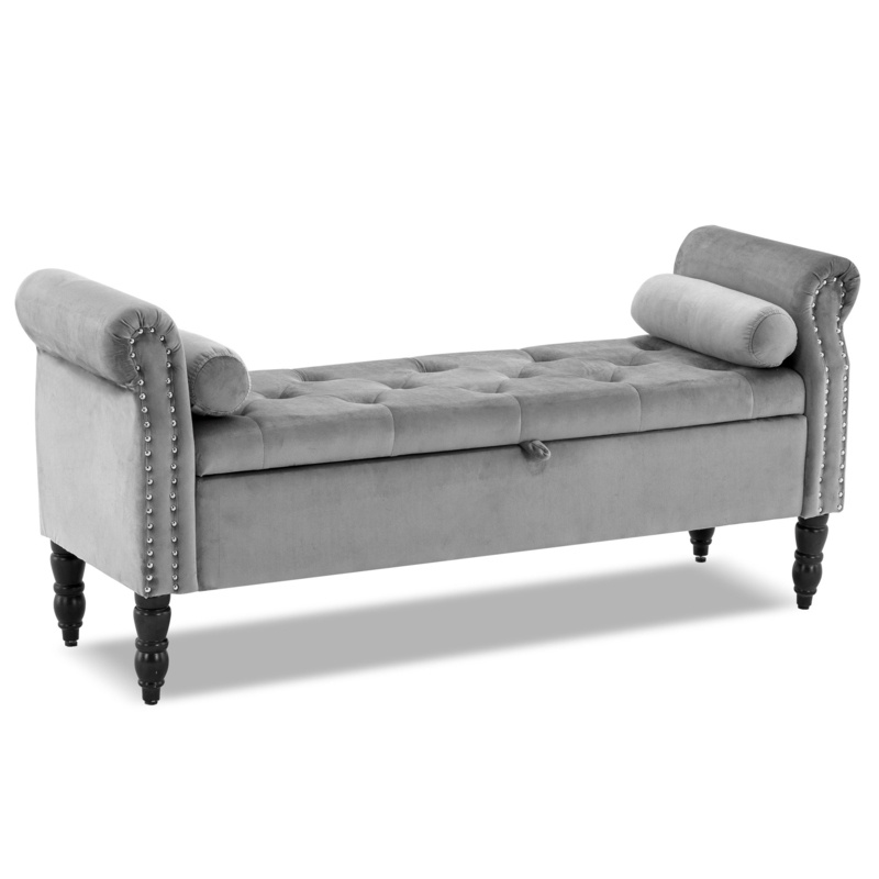 Gelson 56.7" Storage Bench with Arms for End of Bed