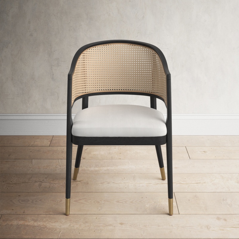 Geri Linen Solid Back Arm Chair