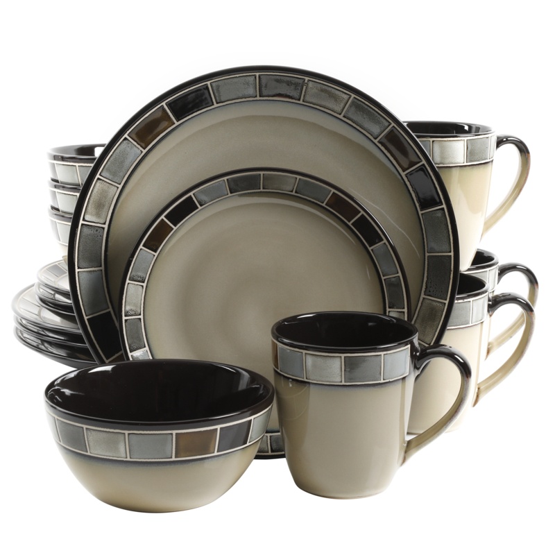 Gibson Gris Stoneware Dinnerware Set - Service for 4