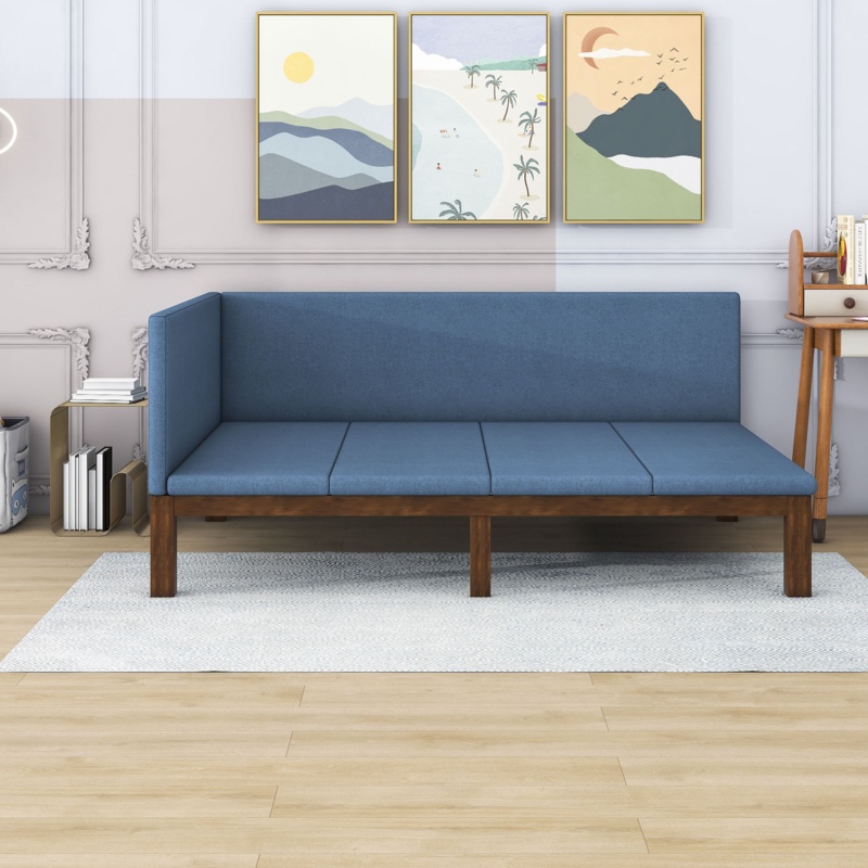 Glace Upholstered Daybed with Wooden Legs Support