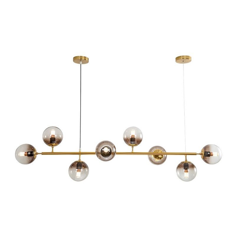 Glass Globe Island Chandelier Light Contemporary Style Chandelier Lighting Fixture - Black