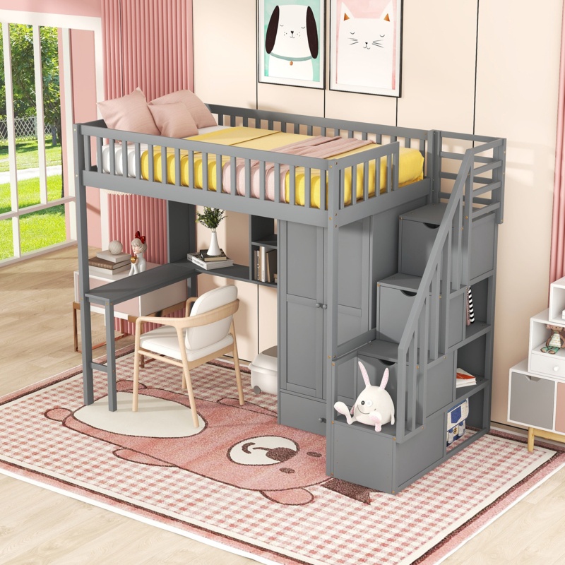Glodi Kids Loft Bed with Drawers
