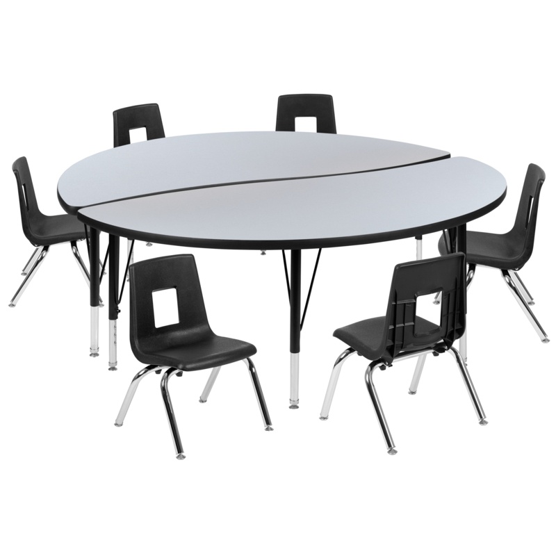 Goddard 47.5" Circle Wave Flexible Laminate Activity Table Set with 12" Student Stack Chairs