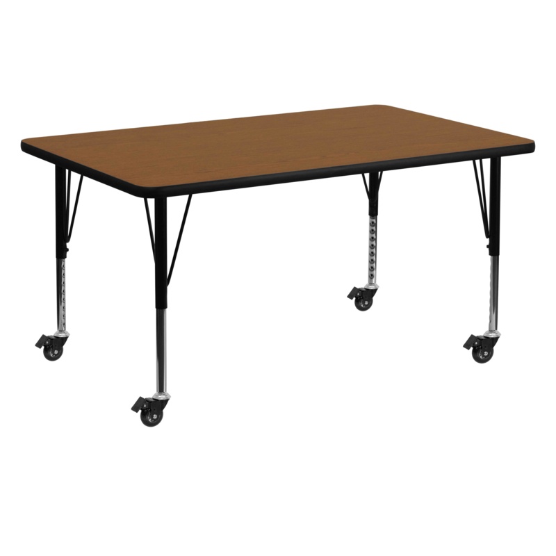 Goddard Mobile 24''W x 48''L Rectangular HP Laminate Activity Table - Adjustable Legs