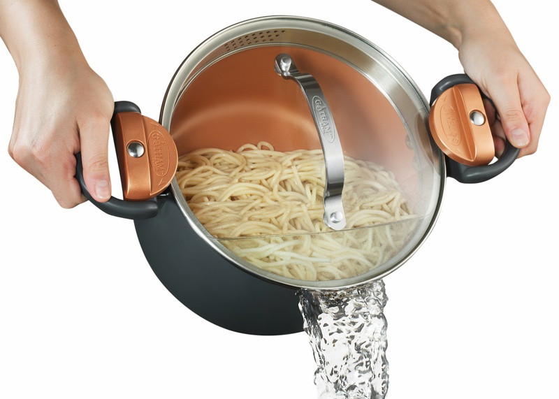 Gotham Steel Stock Multipurpose Pasta Pot with Strainer Lid & Twist and Lock Handles