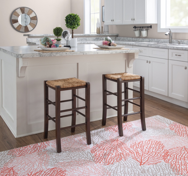 Gracie Solid Beechwood Counter and Bar Stool With Rattan Seat