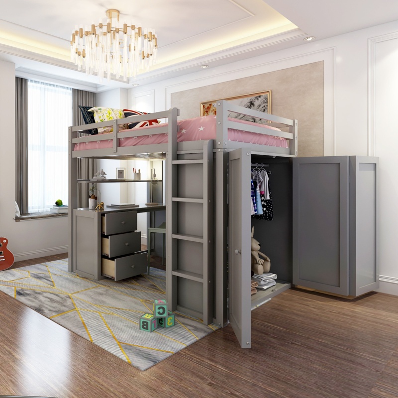 Granvel Kids Full Loft Bed with Drawers