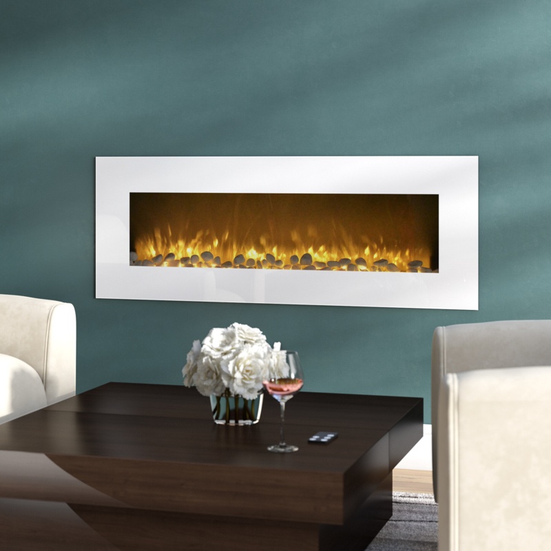 Grimaldi 50-Inch Wall Mounted Electric Fireplace, White