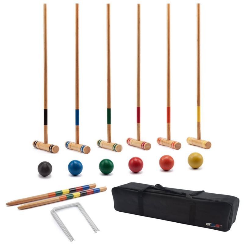 GSE Games & Sports Expert Solid + Manufactured Wood Croquet with Carrying Case