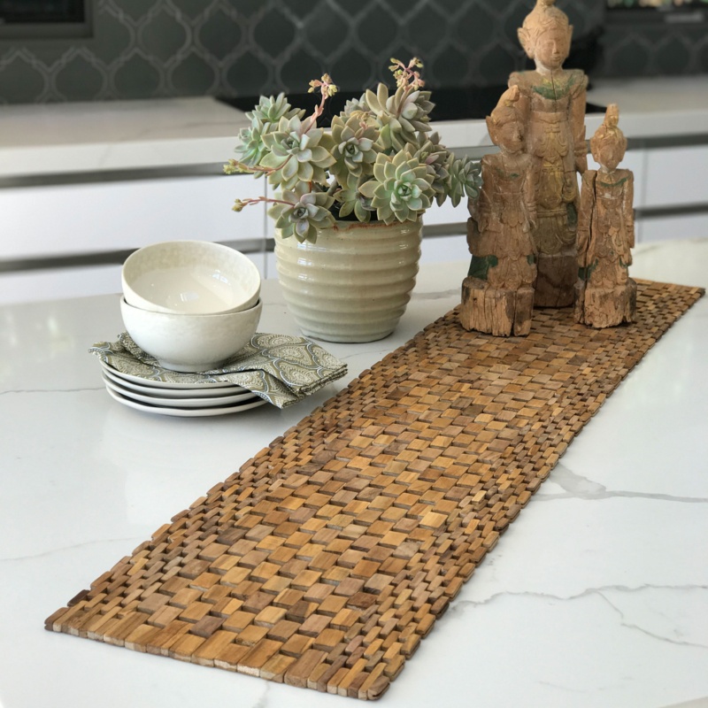 Gupton Rectangle Geometric Teak Table Runner