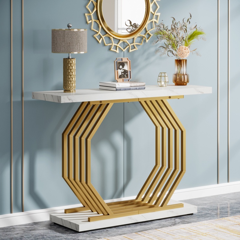 Hailynn 39.37'' Gold Console Table