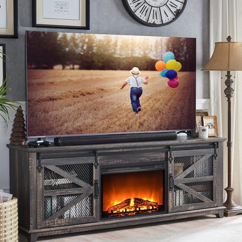 Hallenbeck 23" Fireplace TV Stand for 70 75 Inch TV for Living Room
