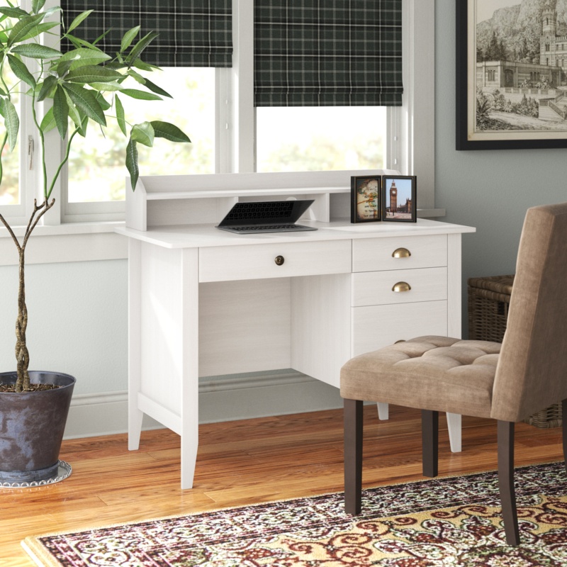 Hambrook 47.2" W 36.6"H Computer Writing Desk with Hutch and Drawers, Studyroom Desk, Office Desk