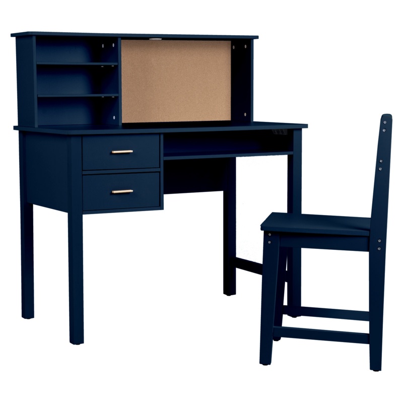 Hangyu Kids Desk and Chair Set, Wooden Children Study Table with Hutch/Drawer & Bulletin Board, Study Desks
