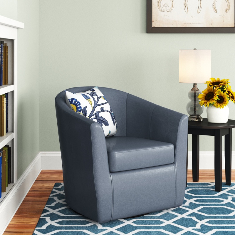 Hanshaw Vegan Leather Swivel Barrel Chair