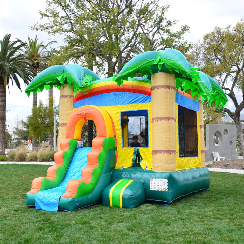 HeroKiddo Tropical Breeze Commercial Grade Bounce House with Slide (with Blower), No Pool