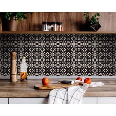 HomeRoots Amelia Brown 6 in. x 6 in. Vinyl Peel and Stick Tile (6 sq. ft./Pack)