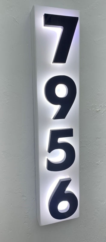 House Led Lighted 4 -Tile Address Plaque Frame