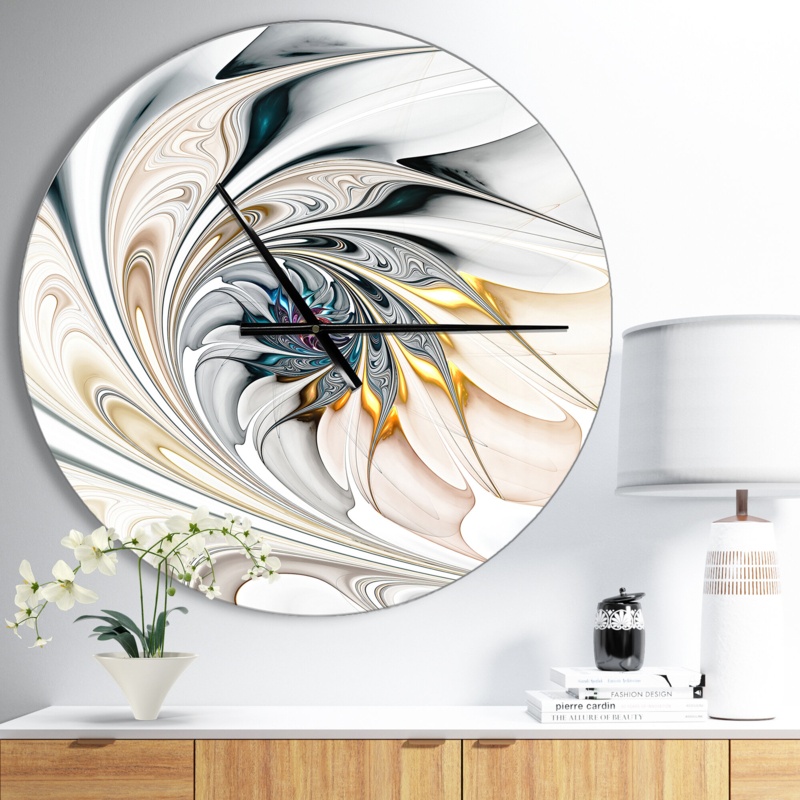 Howse White Glossy Floral Art - Modern wall clock