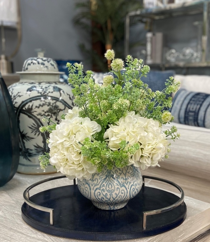 Hydrangea and Eucalyptus Faux Floral Arrangement